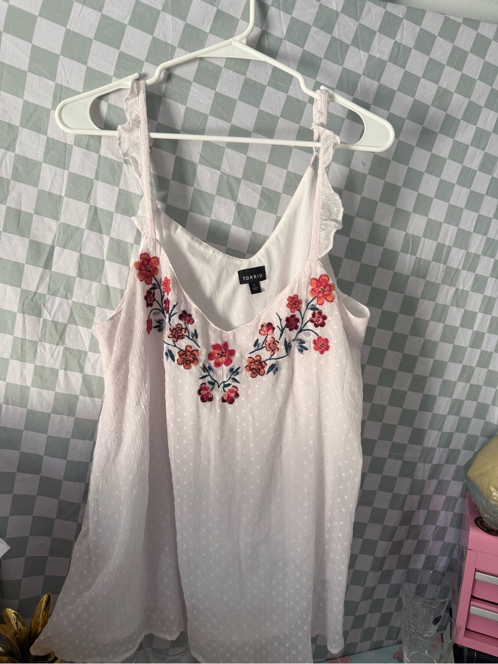 torrid White Embroidered Floral Lace-Trim Camisole